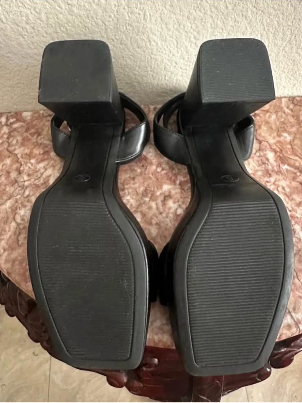 A New Day Black Block Ankle-Strap Heels